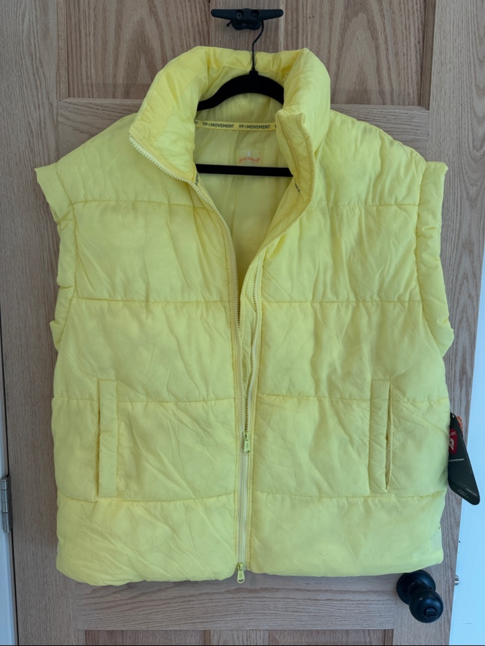 Free People Bright Yellow Puffer Vest - Sleeveless Zip Front - size small